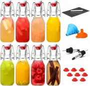 8 Set, 4 OZ Swing Top Glass Bottles - Flip Top Beer Brewing Bottles with Stopper