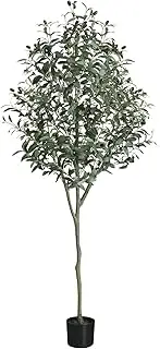 6.01FT Artificial Olive Tree, LOVEWEE Fake Olive Silk Tree Large Faux Plants Indoor Tall Olive Branch and Fruits with Potted for Christmas Home Office Living Room Decor
