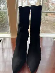 Stuart Weitzman Black Suede Stretch Sock Boot Bootie, 8.5 N, New