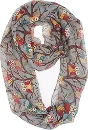 [VIVIAN & VINCENT] Soft Light Weight Cartoon Owl Sheer Infinity Scarf