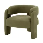 Seto Velvet Curved Accent Chair - Sage
