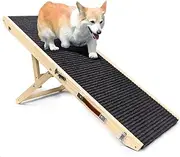 Adjustable Wooden Pet Ramp | Folding Dog Stairs with Non-Slip Carpet | 4 Height Levels | Portable & Lightweight for Small & Medium Pets | Ideal for Beds, Sofas & Cars