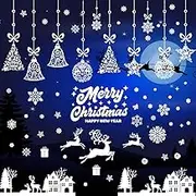 Miss Rui ChristmasWindow Stickers Decals DIY Removable Santa Snowman Reindeer Static Magical Clings for Home Decorations Window Showcase (Snowflake)