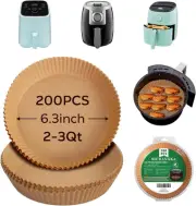 Mini Air Fryer Liners for 2qt 200 Pcs Non-Stick Parchment Paper Pads Compatible