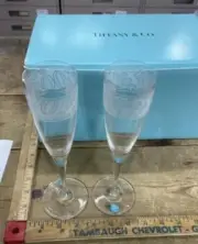 Tiffany & Co 2000 Champagne Flutes millennium with box