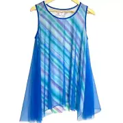 Body Wrappers Adult Overlay Tunic Top Praise Liturgical Blue Chiffon Ombre M