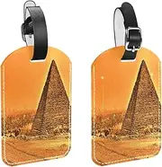 [WOSHJIUK] Luggage Tags,2 Pack Labels Suitcase Tags,Ancient Egyptian Pyramid,Luggage Tags Privacy Protection Travel Bag Tag