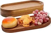 4pcs Acacia Wood Serving Trays - 11.5x4 Oval Charcuterie Boards for Cheese, Desserts, Snacks & Appetizers - Durable, Easy-Clean Platters for Parties, Holidays & Everyday Use