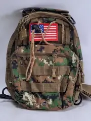 Men Tactical Sling Chest Pack Backpack Shoulder Bag Outdoor Hiking Brown/Green