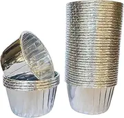 Silver Cupcake Baking Cup Cases, 100 Pieces Muffin Lined Wrapper Papers for Desserts, Little Cakes, Snacks & Muffins, Leakproof Ramekin Foil Patty Pans (Silver)