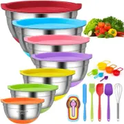 Vibrant Nesting Mixing Bowls with Non-Slip Bottoms - 7 Sizes, 18 PCS Total