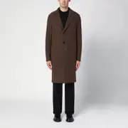 [Harris Wharf London] Brown single-breasted coat in virgin wool 46 IT Brown