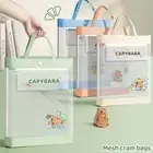 Mesh Tote School Bag Portable Students Tutorial Bag Students
