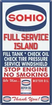 SOHIO GAS STATION FULL SERVICE ISLAND OLD SIGN REMAKE ALUMINUM SIZE OPTIONS