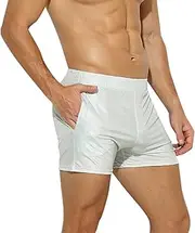[ABAFIP] Men Holographic Shiny Metallic Swim Boxer Briefs Trunks Shorts Hot Pants Bikini Swimsuit Stage Clubwear