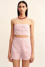 PAIGE BANDEAU - PINK GINGHAM
