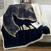 Moon Light Wolf Throw Blanket