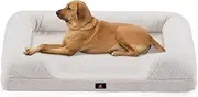 Petzly Dog Beds for Extra Large Dogs, Memory Foam Pet Bed, Orthopedic Dog Beds with Removable Washable Cover, Non-Slip Bottom and Egg-Crate Foam Large Dog Couch Bed, X-Large, White