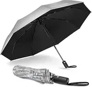 [NINEMAX] Travel Umbrella 46 Inch - Windproof Umbrellas Automatic Open Close, Silver Coating Sun Blocking Umbrella for Women Men