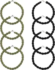 [Bliceon] 8Pcs Military Boot Blousers Elastic Ties and Straps, Adjustable Boot Bands, Army Trousers Clips with Metal Hooks for Outdoor Activities, Hiking and Tactical Use Black and Green