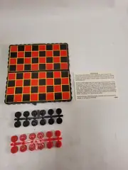 Vintage Travel Checkers Game Mini Miniature Pocket Magnet Draught Set