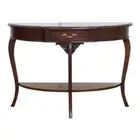 Solid Mahogany Wood Half Ellipse Table With 1 Drawer Half Moon Antique Style