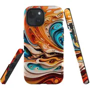 For iPhone 15 Plus Tough Protective Cover, Swirling Gold