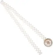 HOLIDYOYO 1Pc Delicate Weaving Curtain Tieback Strap with Pearl Flower Design Elastic Curtain Rope for Easy Organization and Decoration for Home Decor and Living Curtains