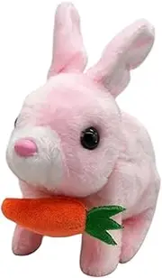 EHJRE Electric Bunny Plush Toy Interactive Rabbit for Toddlers, Realistic Gift Idea, Pink, as described