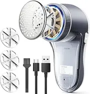 POPCHOSE Fabric Shaver, Lint Remover for Clothes, Electric Lint Shaver with 6-leaf Blades, Sweater Shavers to Remove Pilling for Clothing, Couch, Furniture, Fuzz, Lint Ball, Pillings, USB Rechargeable