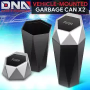 2X Car Mini Trash Box Portable Dustbin Vehicle Waste Garbage Bin Holder Silver