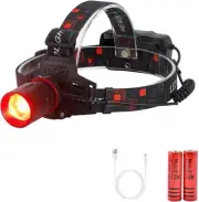 Red Light LED Headlamp Red Hunting Flashlight Super Bright 20000 Lumens 3 Lig...