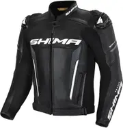 SHIMA Bandit Motorcycle Leather Jacket, black-white, Size 46 for Men Black White