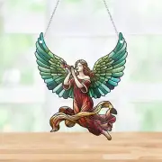 Christmas Angel With Trumpet Suncatcher Ornament Whimsical Angel Trumpet
