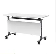 Rectangular Modern Office Desk, Foldable Mobile Conference Training Table, With Universal Pulley Strong Load-bearing Suitable For Multi-scene Use Of Multi-functional Folding Conference Table(Grey,140*
