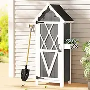 Outdoor Storage Cabinet Shed Box Wooden Shelf Chest Garden Furniture