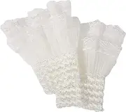 [STKARCV] 2 Pair Glove Beautiful Gentle Fake Cuffs Decorative Lace Flare Cuffs Art Accessories Photography Props(White)