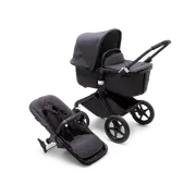 Bugaboo Fox 3 bassinet and seat pram Mineral collection washed black sun canopy, mineral collection washed black fabrics, black chassis