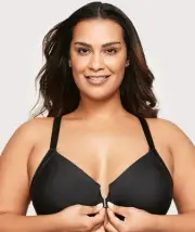 Glamorise Front-Closure Smoothing WonderWire Bra - Black (Size 24F)