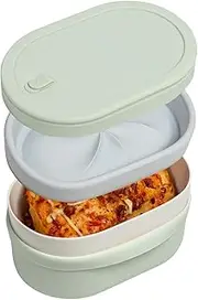 Ceramic Bento Lunch Box with Silicone Lid & Compartment Divider for Adults, Reusable Airtight Meal Prep Food Storage, Sandwich, Snack, Salad Container, Microwave Oven Safe (Mint, 30.4 Oz)