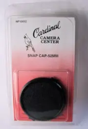 52mm Snap on Lens Cap Front NEW Cardinal Camera
