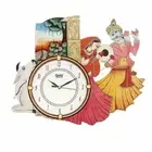 Radhe Krishna Wall Clock for Home Living Room (Multicolor)