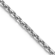 [JewelryWeb] 14k White Gold Lobster Claw Closure 1.3mm Solid Sparkle Cut Cable Chain Necklace 36 Centimeters Chain-Necklace