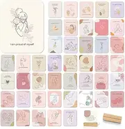 BIROYAL 45 PCS New Mom Affirmation Cards for Post Partum/Postpartum - New Mom Essentials Gifts with Empowering Messages - Postpartum Affirmation Cards with Wooden Stand and Metal Box