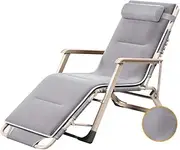 Balcony Office Relaxing Chair Gray Foldable Sun Loungers Deck Chairs Reclining G Relaxer Recliner Sunbed Adjustable for Patio Outdoor Camping Beach,