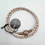 New PANDORA Corded Leather Layered Wrap Bracelet Sterling Silver Closure