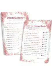Baby Shower Games for Girl-2 Games(50 of Each),Who Knows Mommy Best&Guess Who Mo