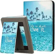 MOKASE for 6" Kindle Paperwhite 5/6/7th Generation Case 2012,2013,2015,2016 Version (Model: EY21 / DP75SDI), PU Leather Stand Hard Cover, Auto Wake/Sleep with Hand Strap & Card Slot, Beach