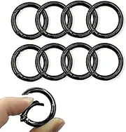 TXZWJZ Spring O Rings Keyring Buckle, 8PCS Round Carabiner Snap Clip, Key Ring Clip DIY Accessories for Handbag Purse Shoulder Strap Key Keychain , Gun Black, 1 inch (25 mm)