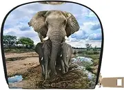 [EdWal] African Wild Animals Elephant Print Card Holder Unisex Credit Card Case for Men and Women Leather Card Holder, Slim Business Card, White, One Size